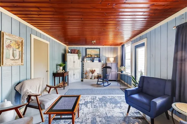 a living room with furniture