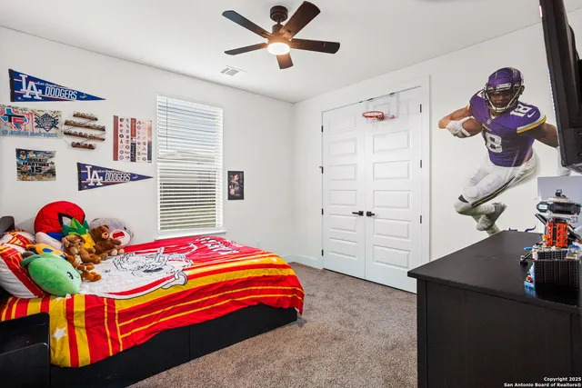 a bedroom that has a bed and a bed