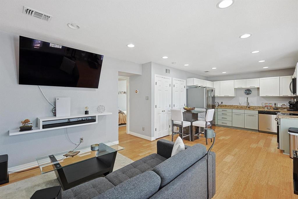 2722 Knight Street, Unit 232A Dallas, TX 75219 - Photo 4 of 24 a living room with furniture and a flat screen tv