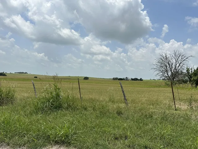a backyard of a house with lots of green space and lake view