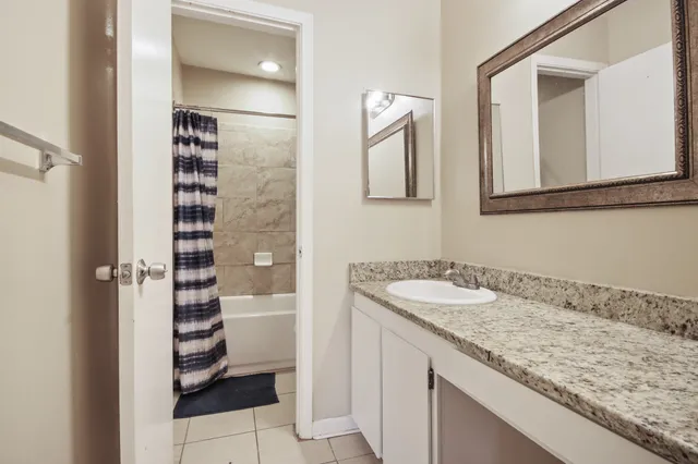 a bathroom with a bathtub