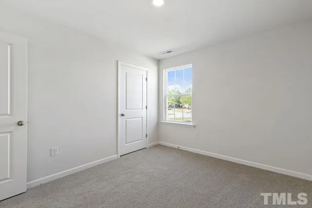 a view of a room with a sign on it