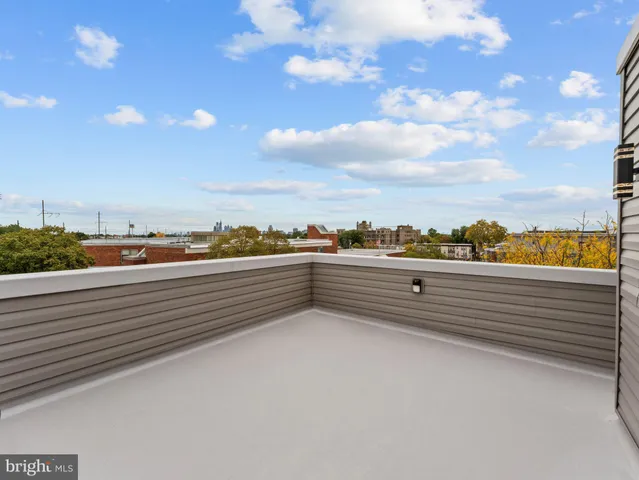 a view of a terrace with sky view