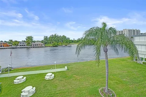 a view of a lake with a city