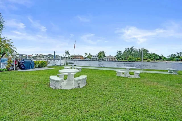 a view of a swimming pool and a back yard