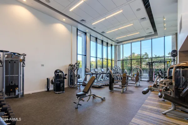 a view of a room with gym equipment