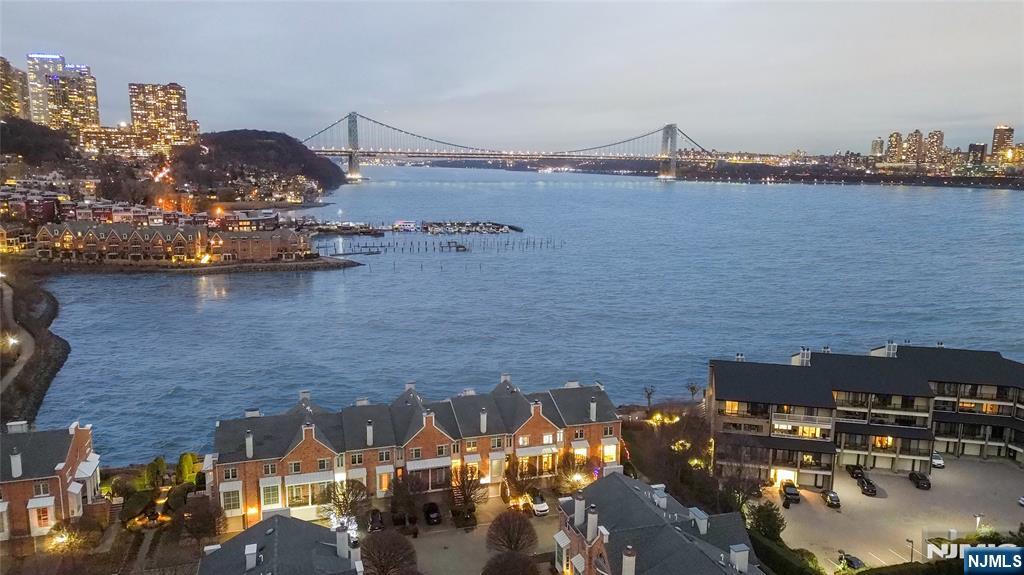 a view of a lake with a mountain in the background