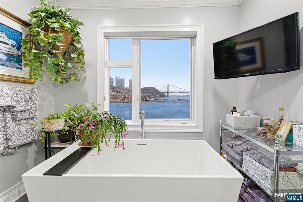 119 Hudson Cove Edgewater, NJ 07020 - Photo 30 of 44 a living room with furniture and a flat screen tv