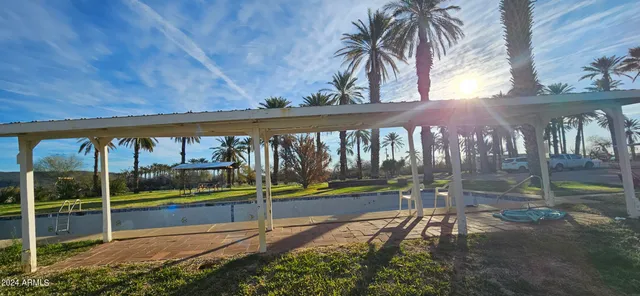 an outdoor view of outdoor space with garden