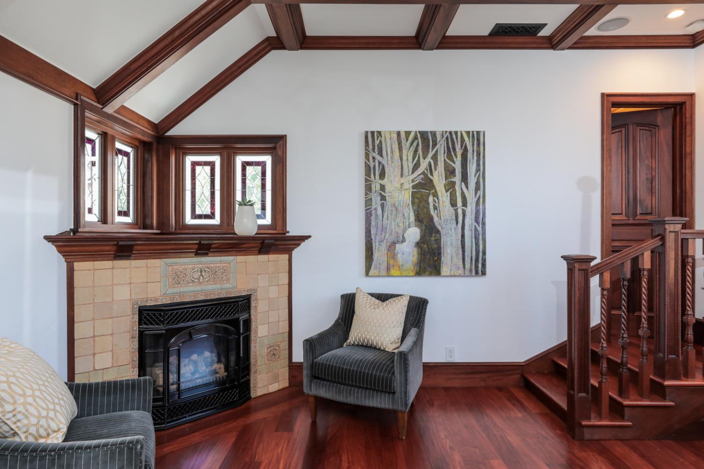 255 Lyell Street Los Altos, CA 94022 - Photo 33 of 50 a living room with furniture and a fireplace