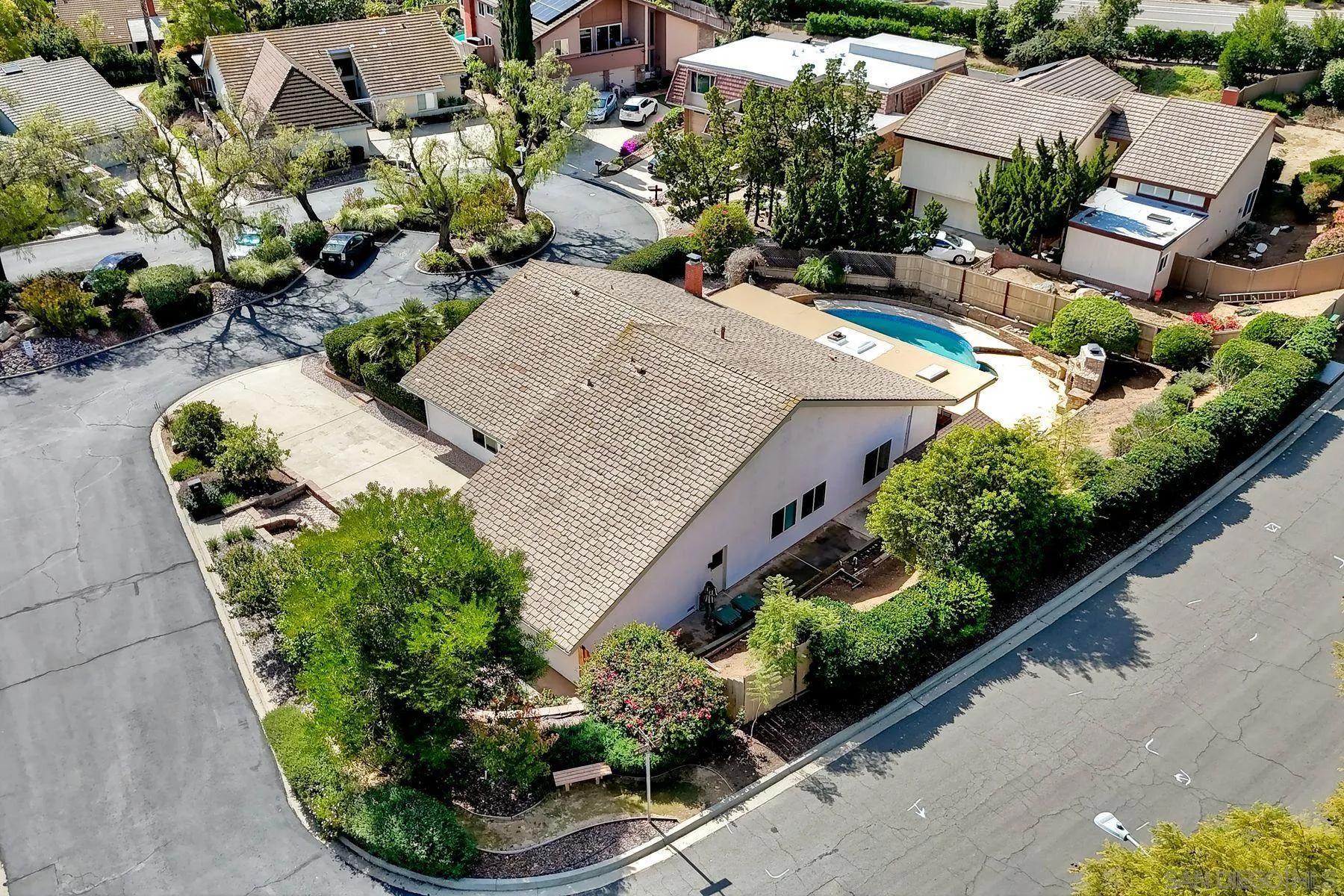 17240 Cuvee Court Poway, CA 92064 - Photo 38 of 62 an aerial view of a house with a yard and potted plants