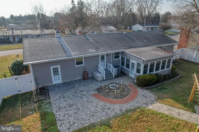 a backyard of a house with plants and trees
