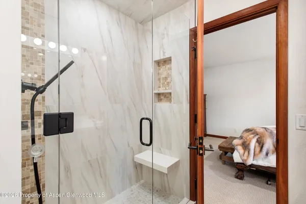 a bathroom with a shower