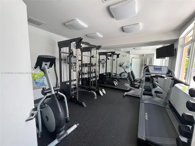 a view of a room with gym equipment