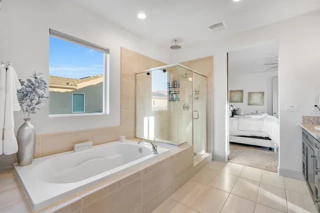 a room with storage and a painting on the wall