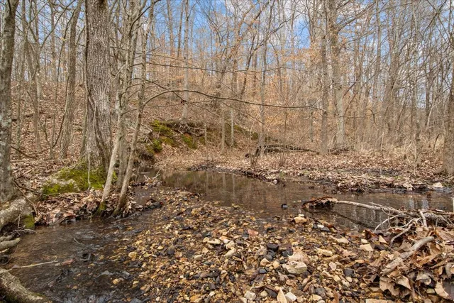 a view of entrance gate of building and trees