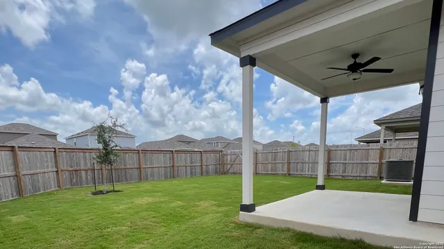 a view of a porch with a yard