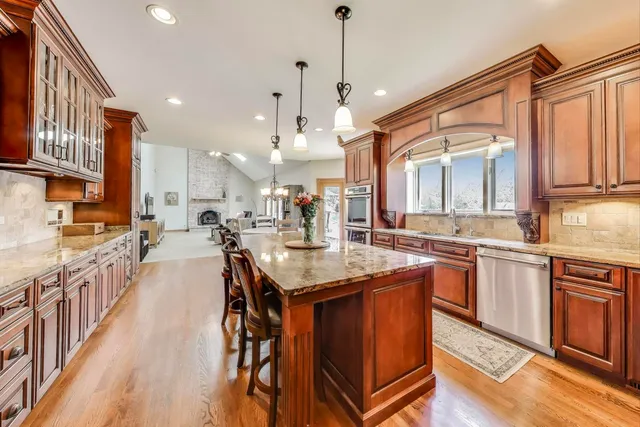 a view of a dining room and livingroom furniture