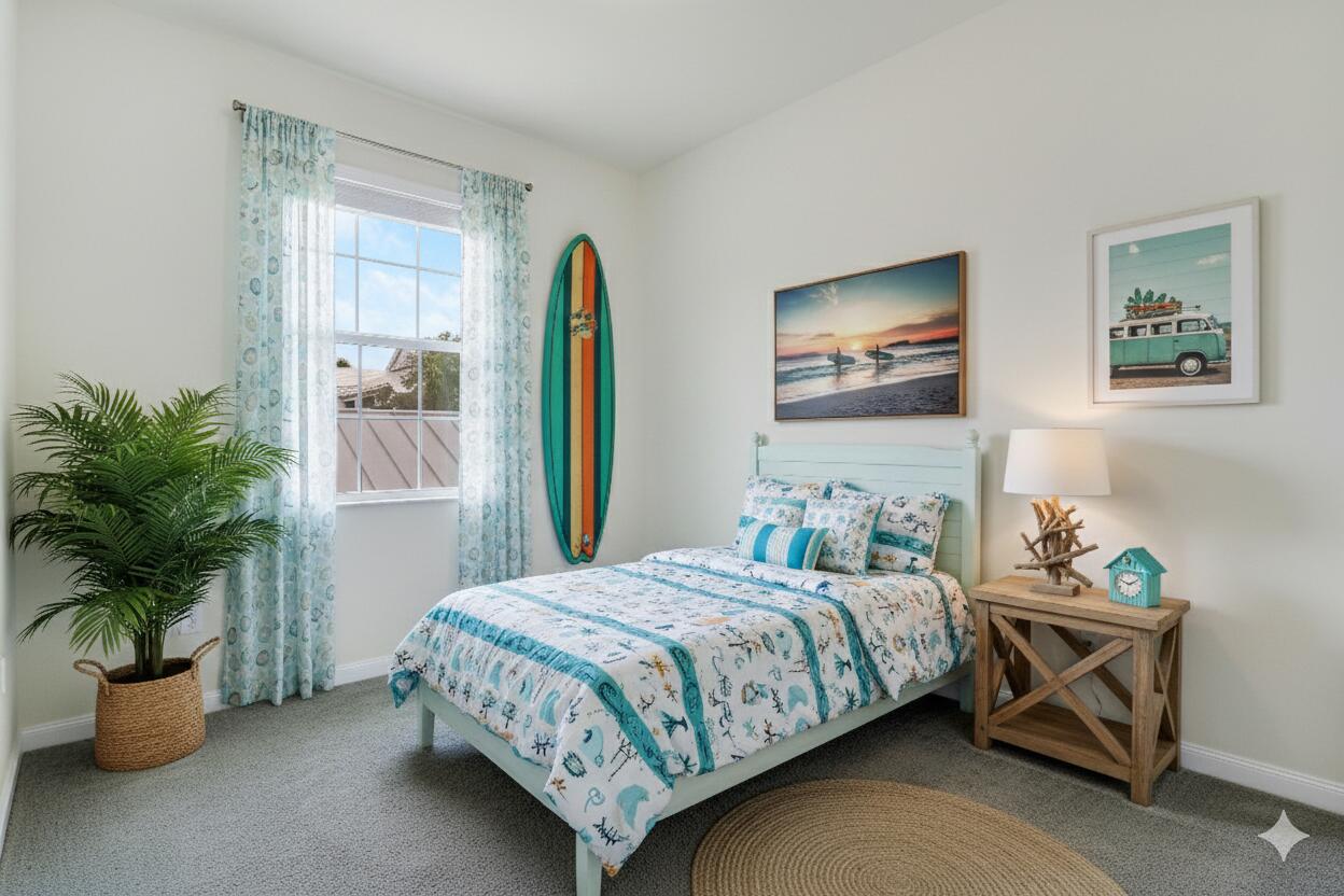 1043 Key Largo Street Jupiter, FL 33458 - Photo 23 of 46 a bedroom with a bed and a potted plant