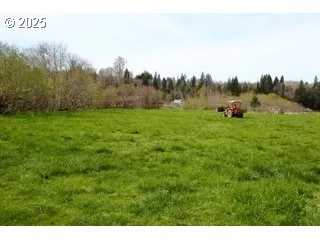 a view of a field of grass and trees