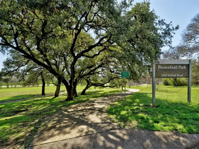 a view of a trees with a park