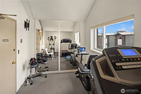 a view of a room with gym equipment