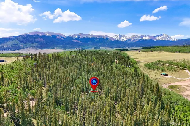 an aerial view of a house