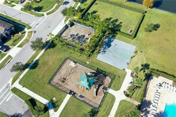 an aerial view of a house having outdoor space