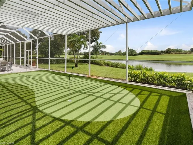 a view of an outdoor space with a swimming pool