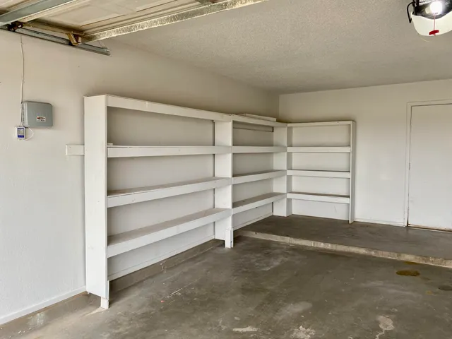 a view of an empty walk in closet