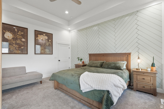 2013 South 100 West Perry, UT 84302 - Photo 23 of 49 Herringbone accent wall featuring recessed lighting and a tray ceiling