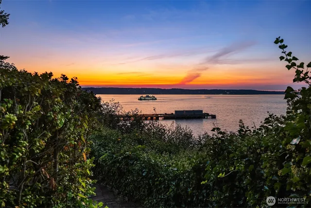 a view of lake with green space