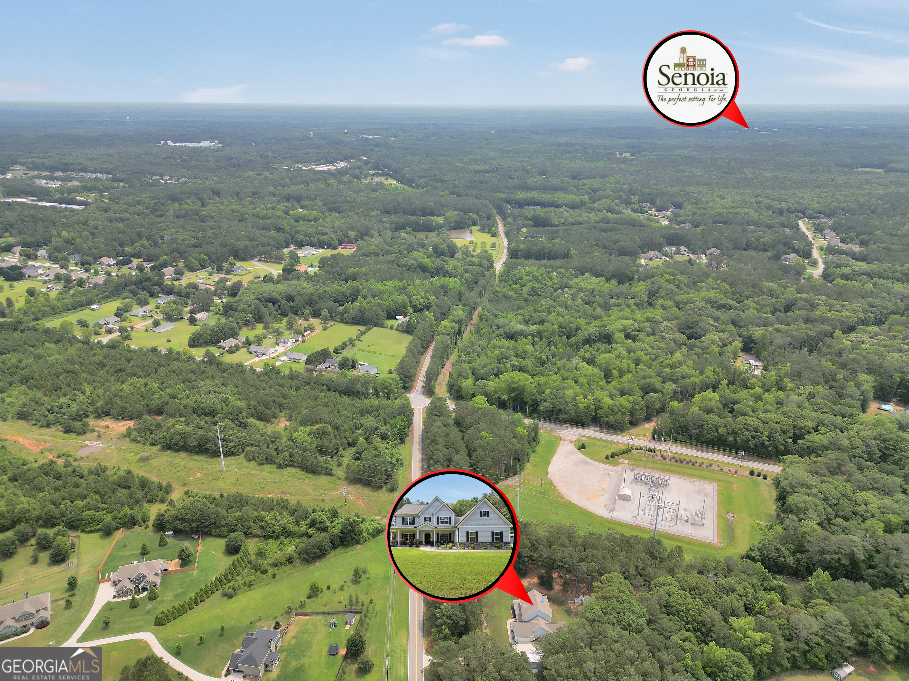 800 Rock House Road Senoia, GA 30276 - Photo 23 of 23 an aerial view of a golf course with parking space