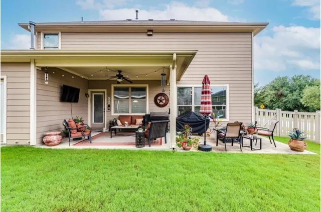 a view of a chairs in a patio