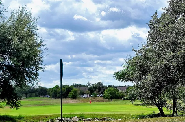 a view of a city with lush green space and lake