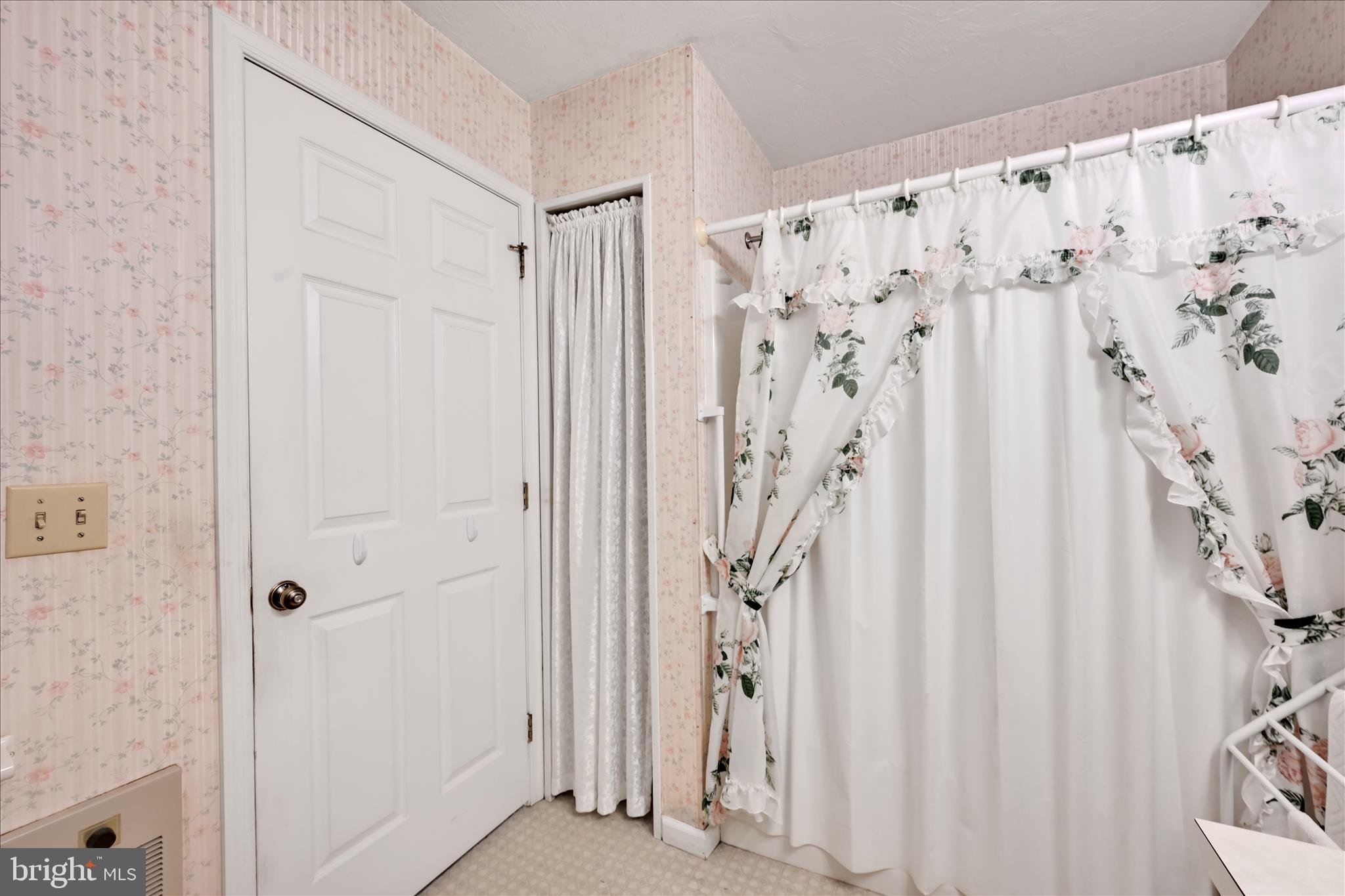 188 Lengle Road Myerstown, PA 17067 - Photo 31 of 58 a view of a bathroom with wooden floor and a shower curtain
