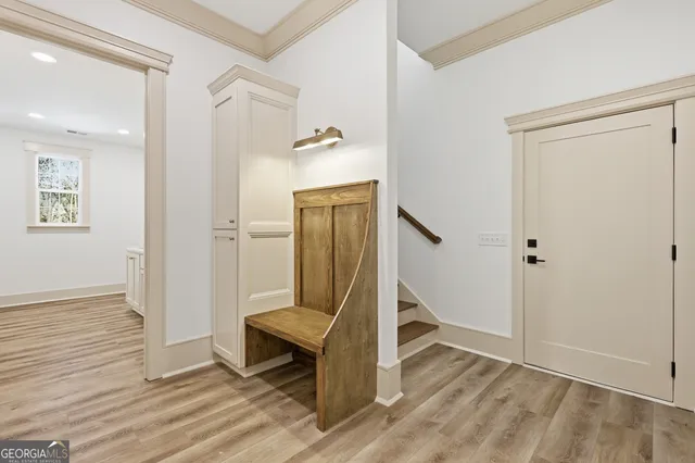 a view of a lake with a mountain in the background