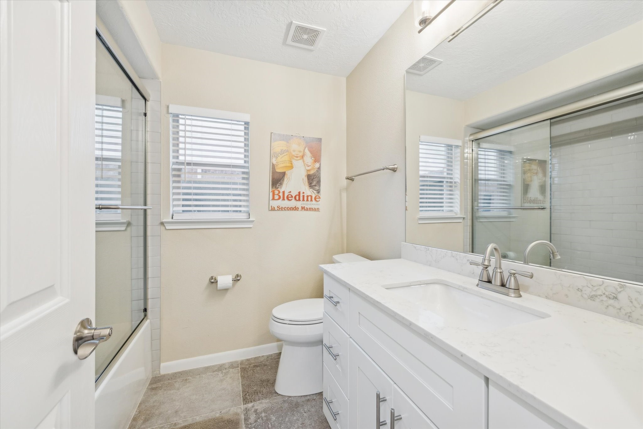 416 Twin Timbers Lane Kemah, TX 77565 - Photo 23 of 29 a bathroom with a granite countertop sink toilet and shower
