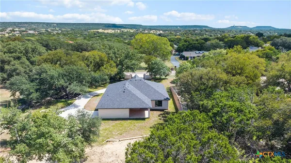 an aerial view of a house
