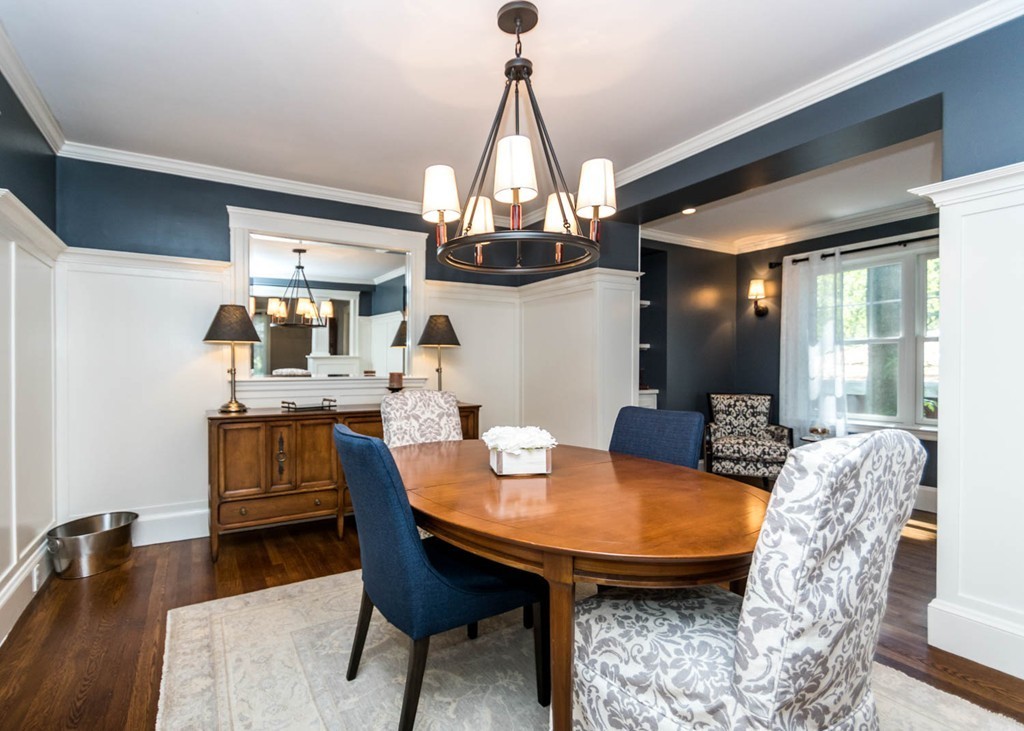 80 Lawton Road Needham, MA 02492 - Photo 11 of 30 a dining room with furniture a chandelier and window
