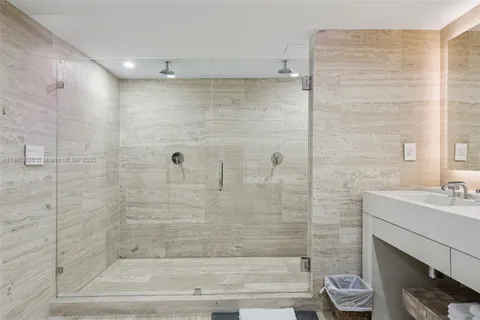 a large mirror sitting on a table in a room