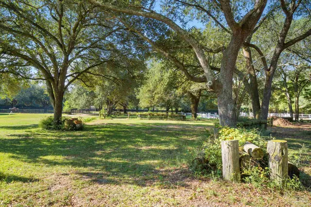 a view of a lake with a yard