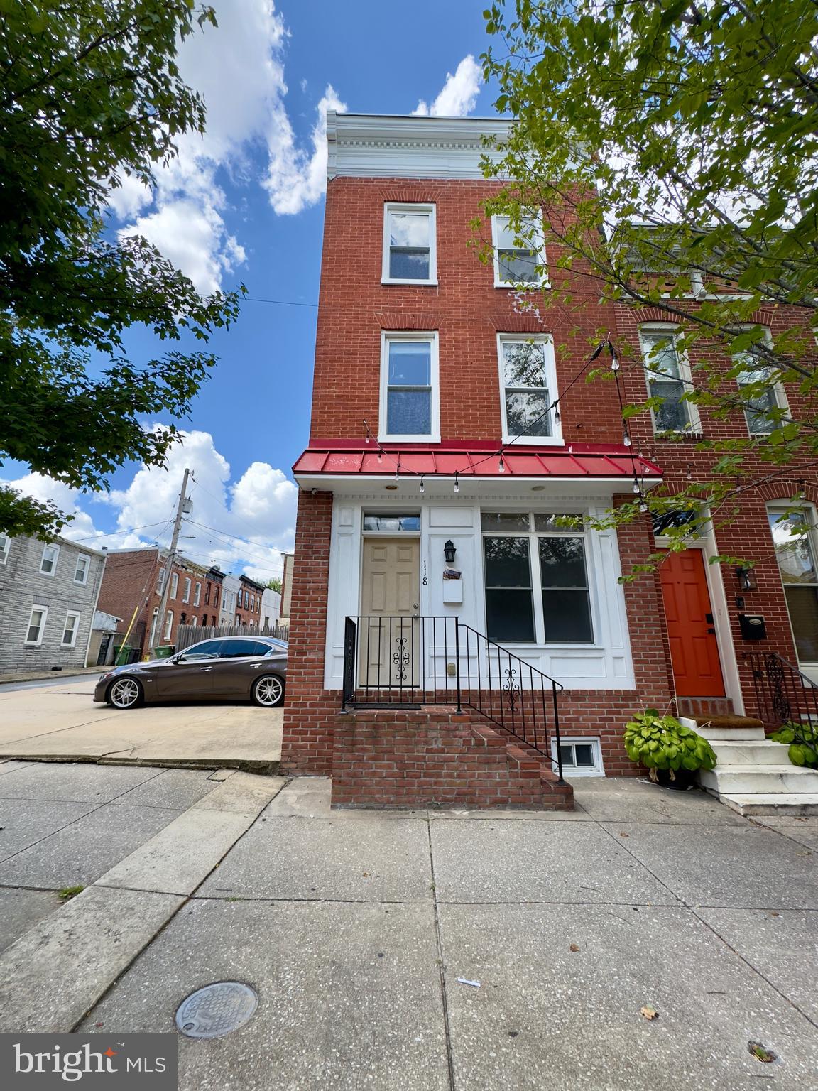 a front view of a building