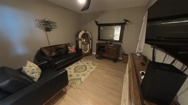 a living room with furniture