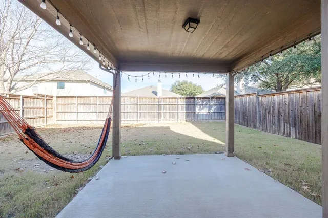 a view of a backyard with a tree