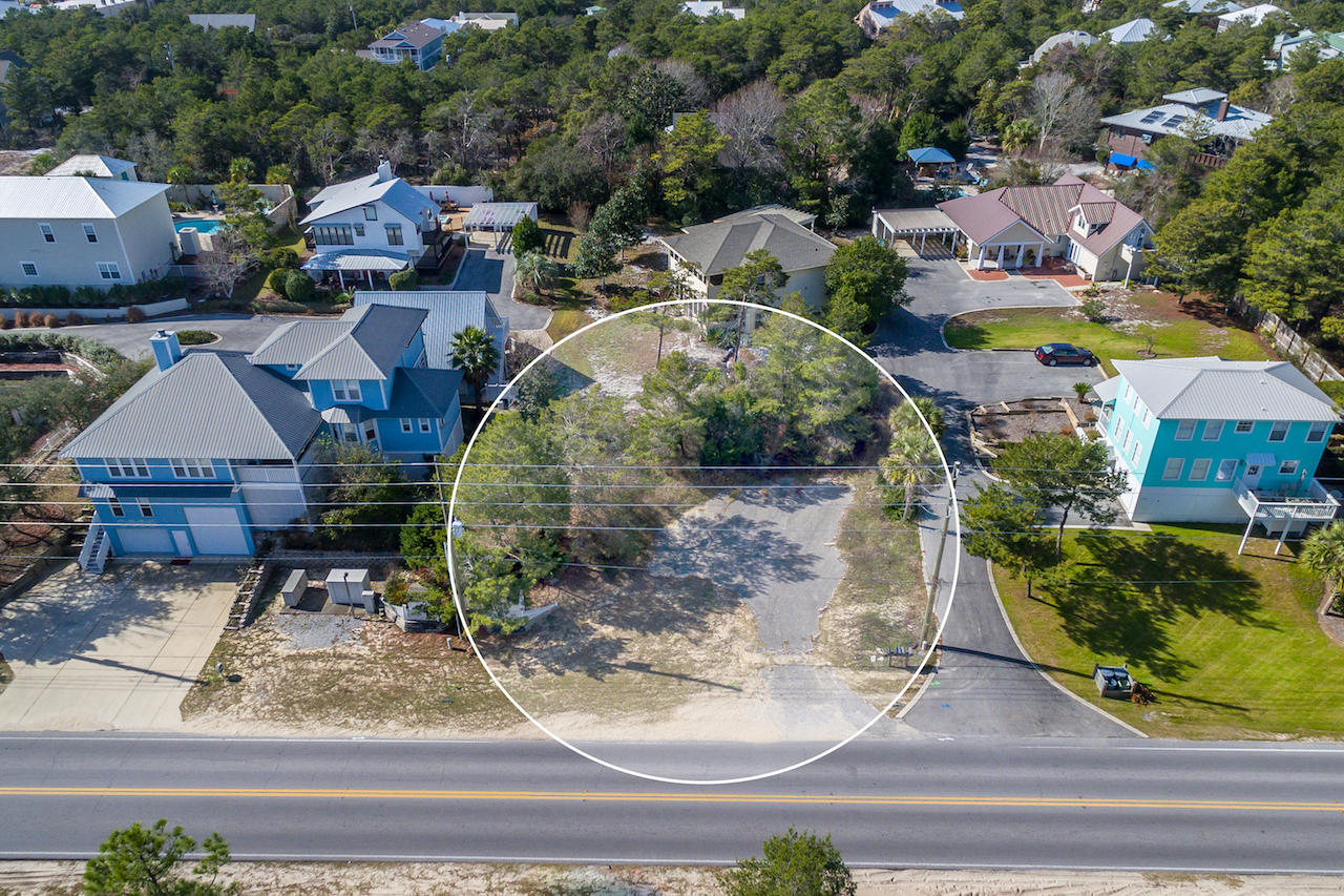 Lot 3 South St Highway Santa Rosa Beach, FL 32459 - Photo 6 of 7 an aerial view of a house with garden space and street view