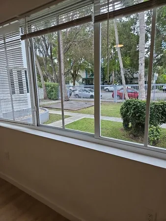 a view of a garden from a window