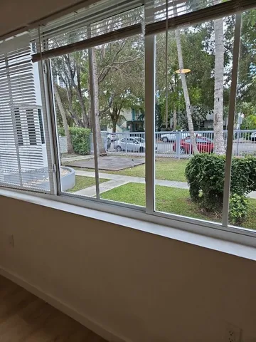 a view of a garden from a window