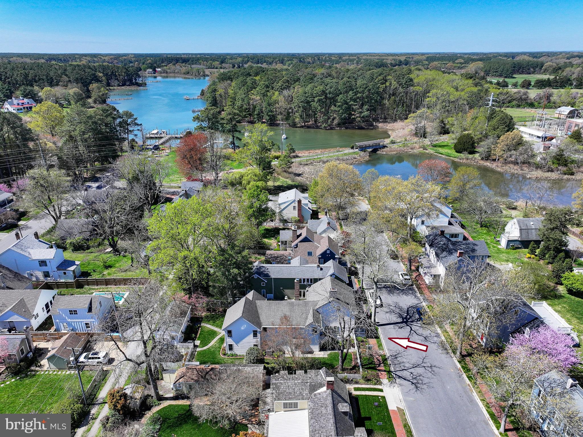 114 West Chestnut Street St. Michaels, MD 21663 - Photo 72 of 75 an aerial view of a house with a lake view