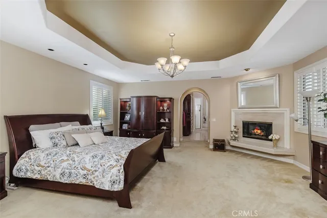 a bed room with a bed and furniture